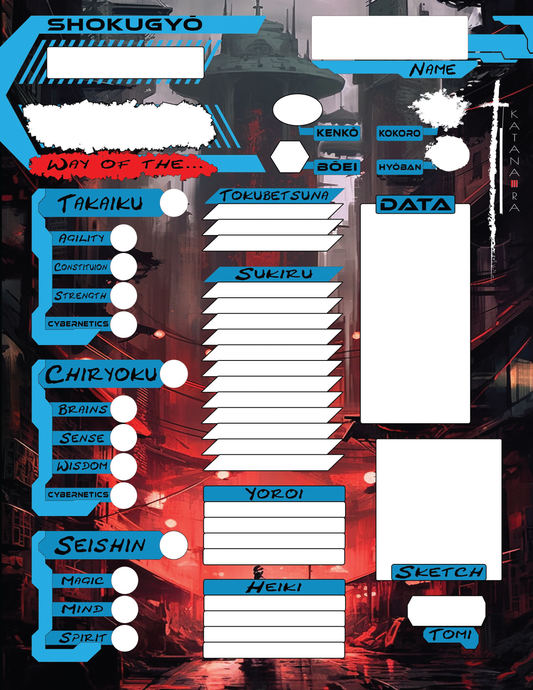 Pack de feuilles de personnage de Katana-Ra